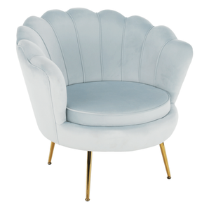 Fotoliu în stil Art-deco, catifea Velvet gri-albastru/crom auriu, NOBLIN