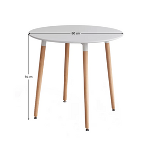 Masă dining, alb/fag, diametru 80 cm, ELCAN NEW TYP 2