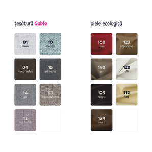Colţar în formă de U, material textil gri, model stânga, BITER U