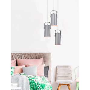 Lampă suspendată, gri / metal, DEVAN