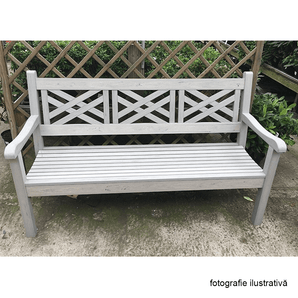 Bancă de grădină din lemn, gri, 150 cm, FABLA