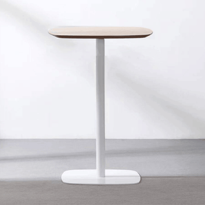 Masă de bar, stejar / alb, MDF / metal, diametru 60 cm, HARLOV