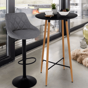 Masă de bar, negru/stejar, diametru 60 cm, IMAM