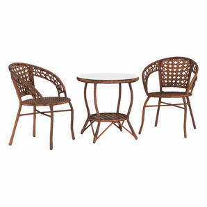 Set de grădină din rattan  1 + 2, maro, JARUB