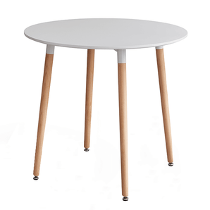 Masă dining, alb/fag, diametru 80 cm, ELCAN NEW TYP 2