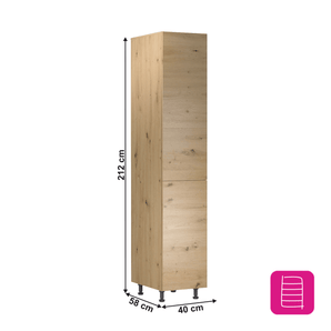 Dulap alimentar cu rafturi, stejar artizanal, universal, LANGEN D40SP