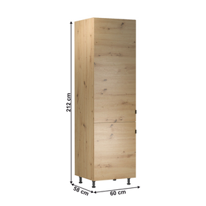 Dulap înalt pentru frigider, stejar artizanal, universal, LANGEN D60ZL
