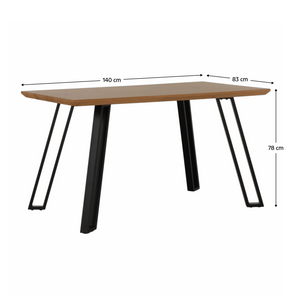 Masă dining, stejar/negru, 140x83 cm, PEDAL