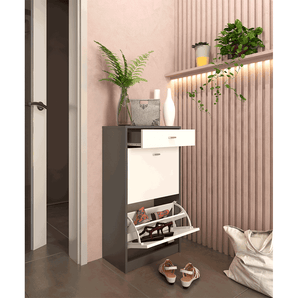 Pantofar 2 compartimente cu sertar, alb/grafit, VIVAT NEW TYP 1